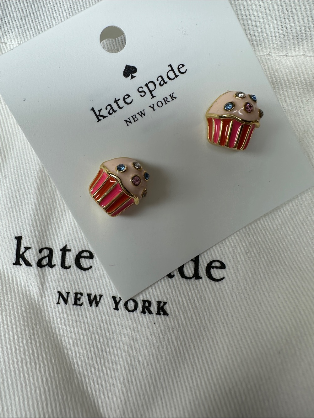 Kate ♠️ Spade Cupcake Stud Earrings with Multicolor Gems